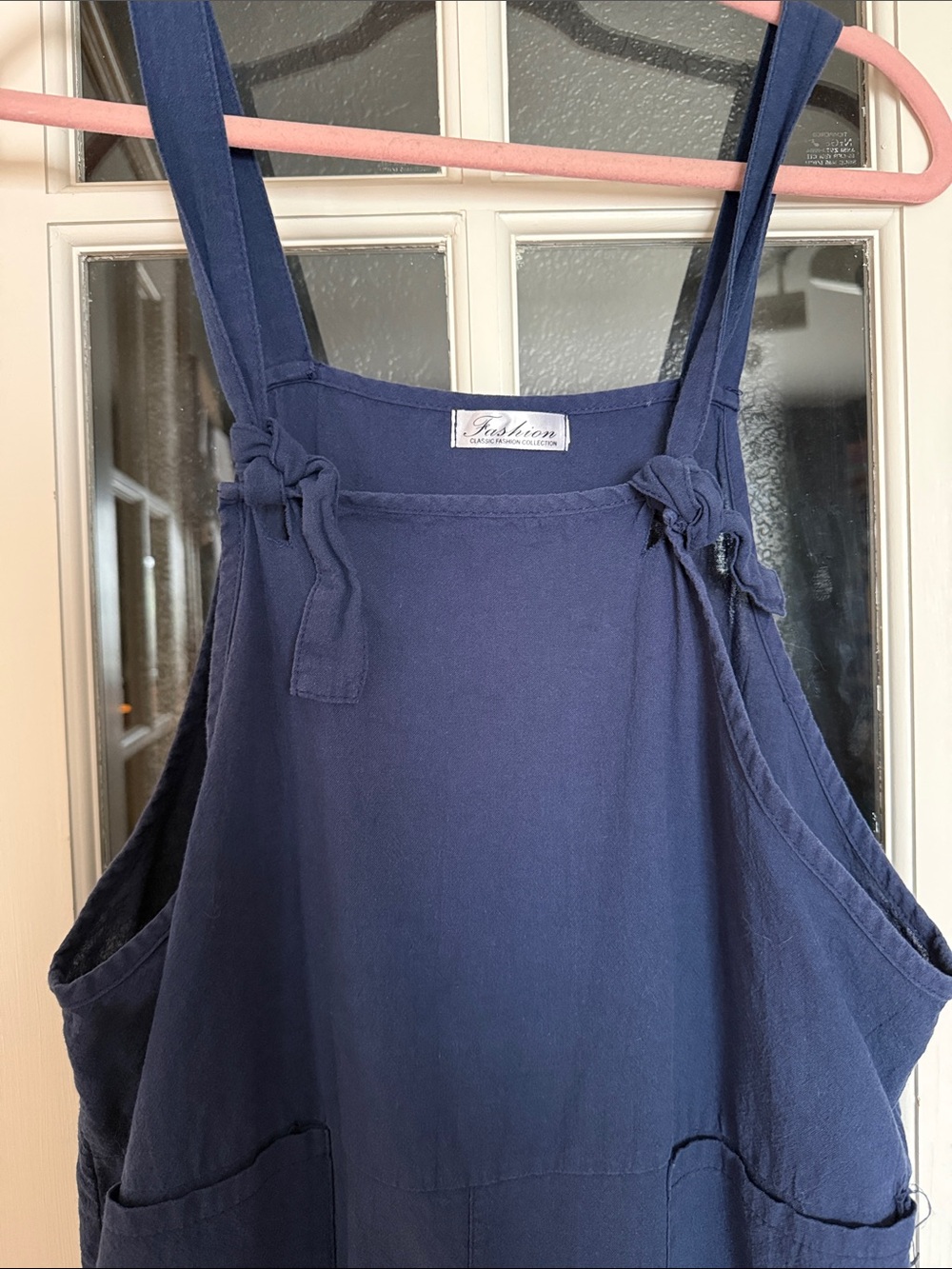 Overalls Relaxed Navy Blue Tie-Shoulder